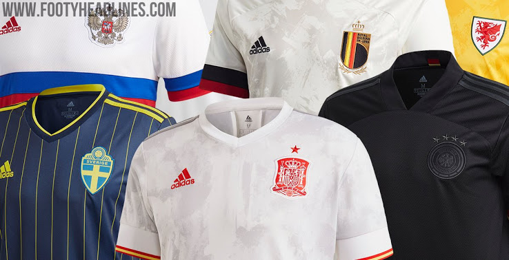 Tất cả các bộ quần áo bóng đá trên sân khách của Adidas EURO 2020 bị rò rỉ - Phát hành bị hoãn lại đến tháng 3 năm 2021