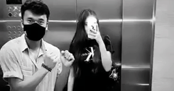 Tiến Dũng nhún nhảy cùng bạn gái mẫu Tây trong thang máy
