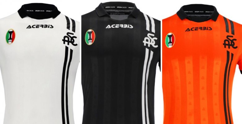 Spezia Calcio 21-22 Bộ dụng cụ sân nhà, sân khách, thứ ba và thủ môn được phát hành