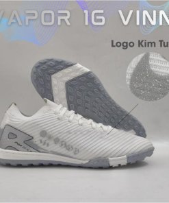 Giày Đá Bóng Vapor 16 Elite Vini Jr Trắng Xám – Upper Vải Sợi đệt Cổ Dệt, Đế TF
